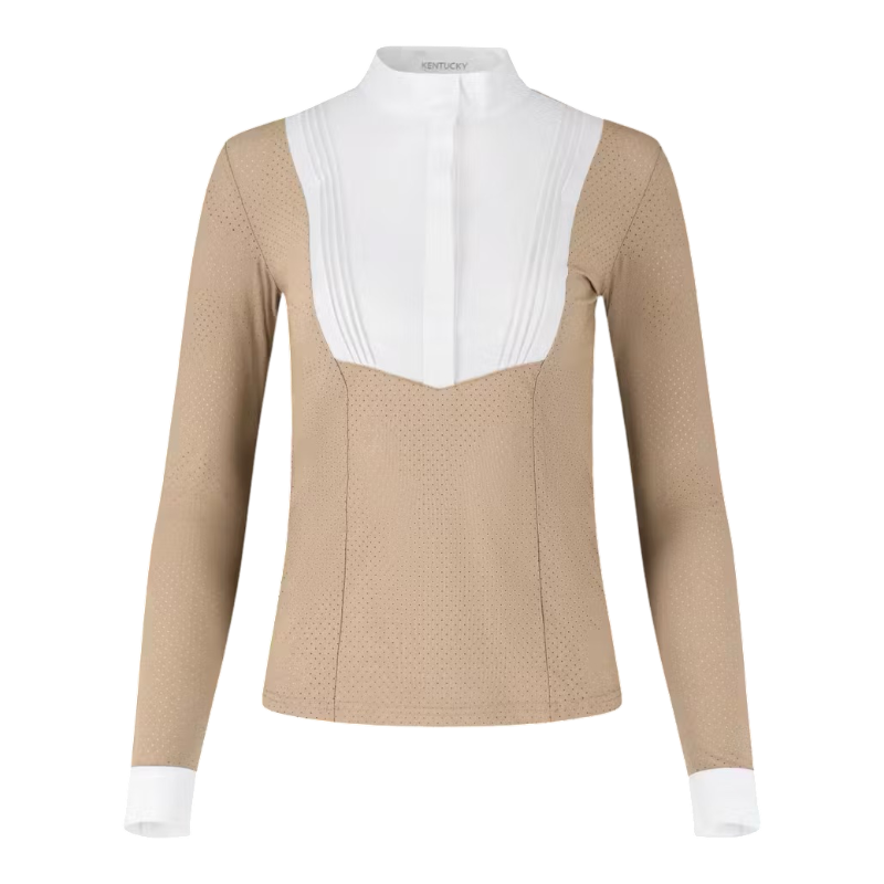 Kentucky Horsewear - Lange mouwen wedstrijd polo voor dames Heritage Air beige 