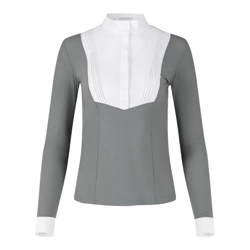 Kentucky Horsewear - Dames wedstrijdshirt met lange mouwen Heritage Air grijs 