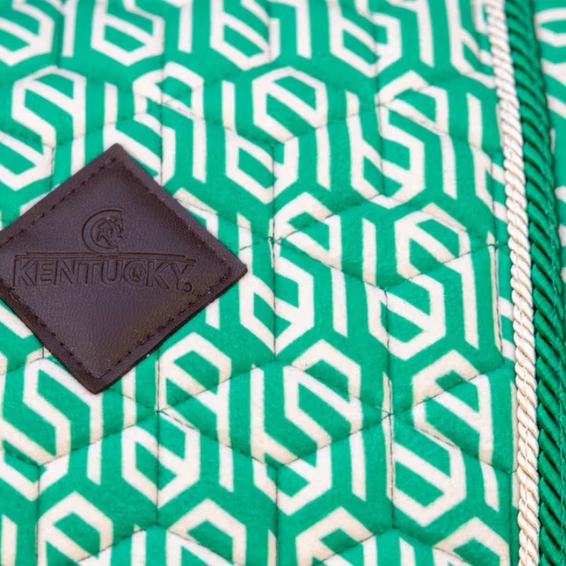 Kentucky Horsewear - Sattelunterlage Velvet Printing Labyrinth-Ziffer grün/ weiß 