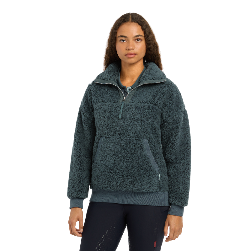Lemieux - Sweat manches longues polaire femme Tara bleu pétrole