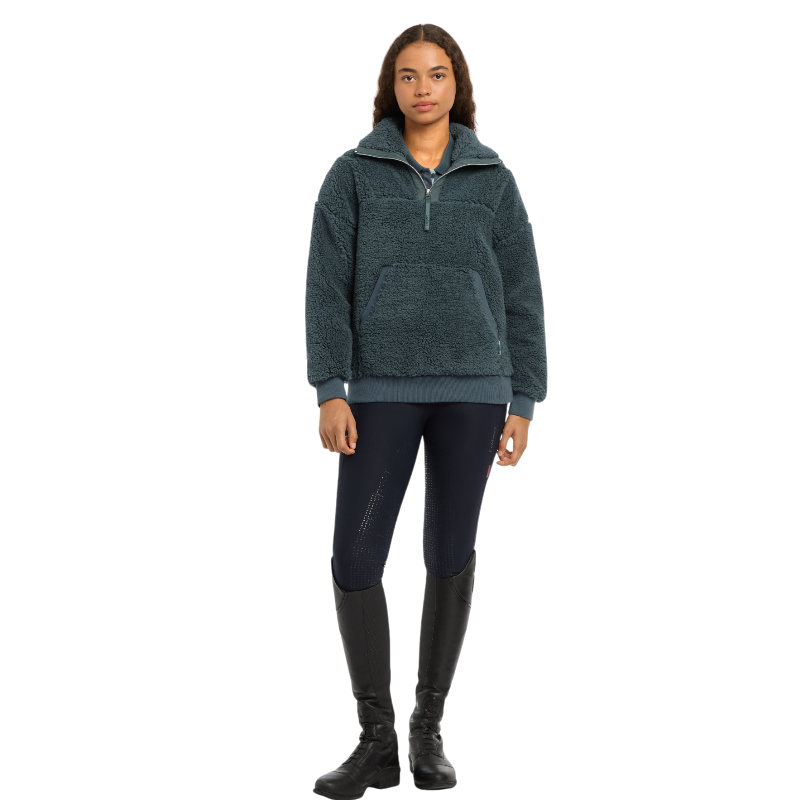 Lemieux - Sweat manches longues polaire femme Tara bleu pétrole