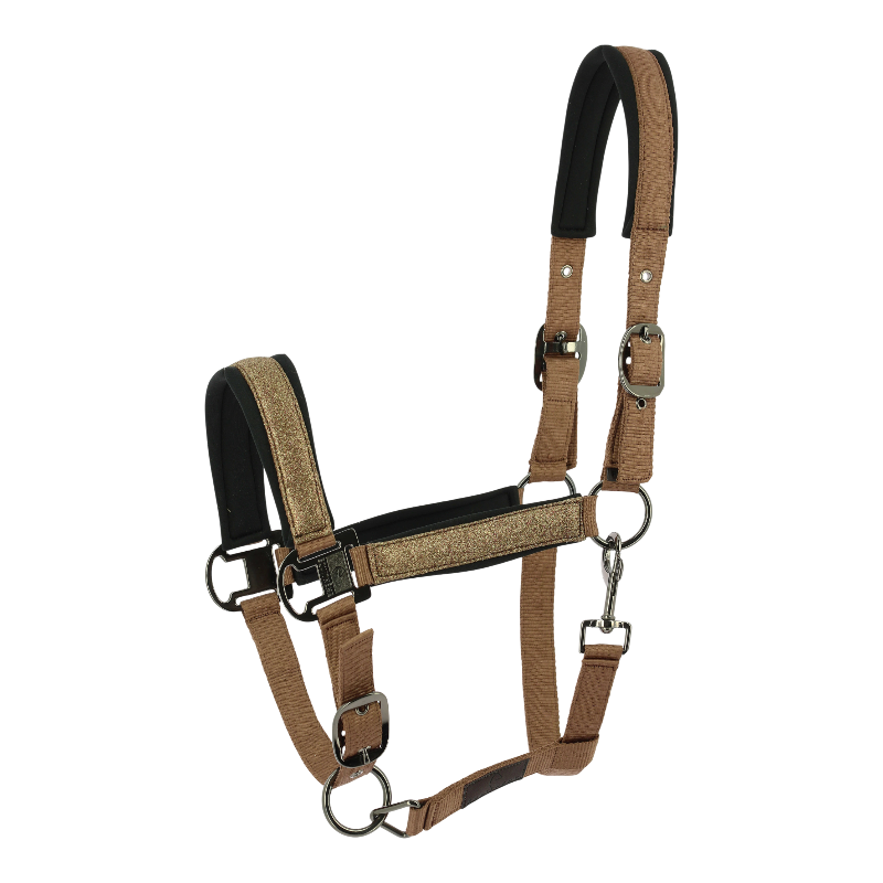 Equithème - Licol en nylon Glowy beige/ cuivre