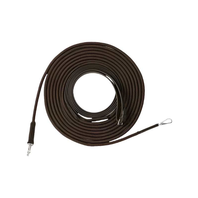 Riding World - Long tan leather/rope reins