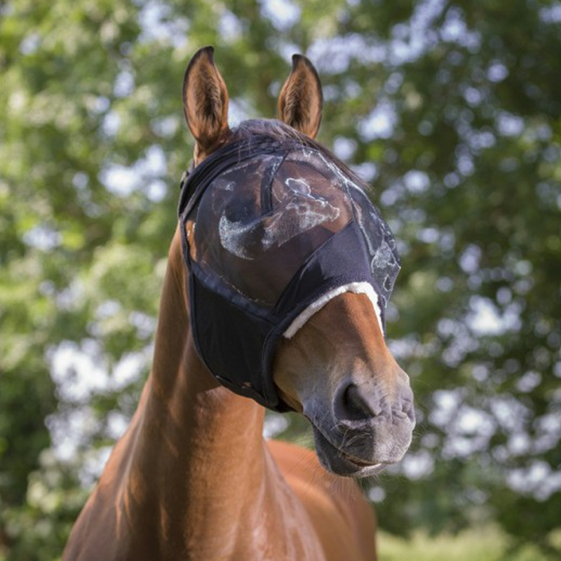 Equithème - Masque anti-mouches et UV Polaire noir | - Ohlala