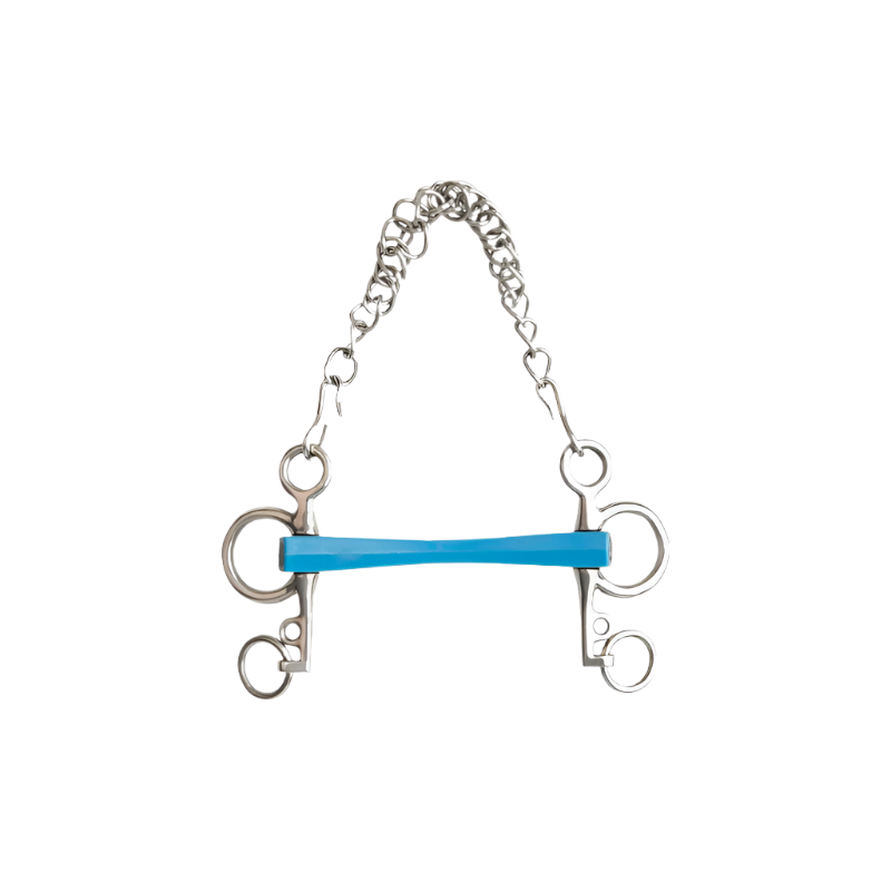 Metalab - Mors Pelham Flexi droit branches courtes bleu