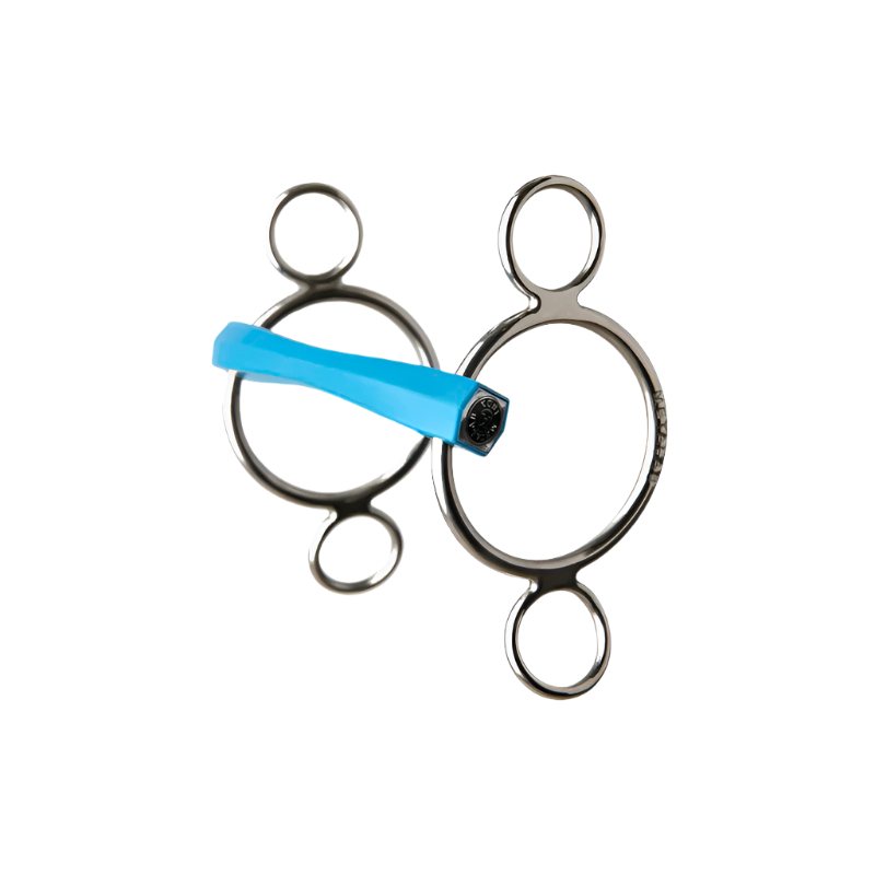 Metalab - Mors réglable Flexi droit trois anneaux bleu