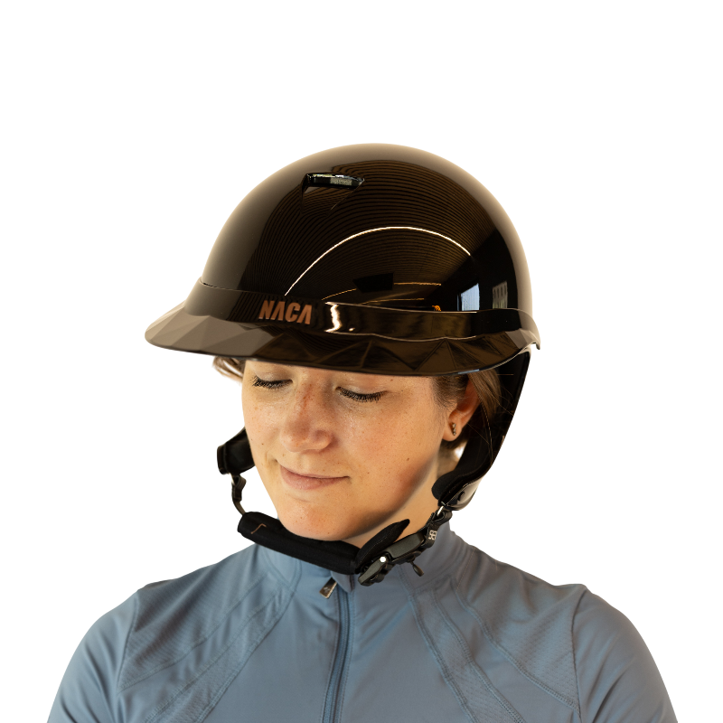 NACA - Reithelm mit Visier Polo Comète XP schwarz glänzend 