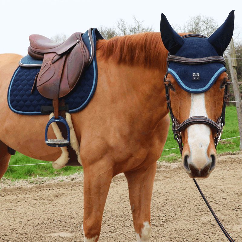 Horse Pilot - Tapis de selle mesh marine/ cloudy blue | - Ohlala