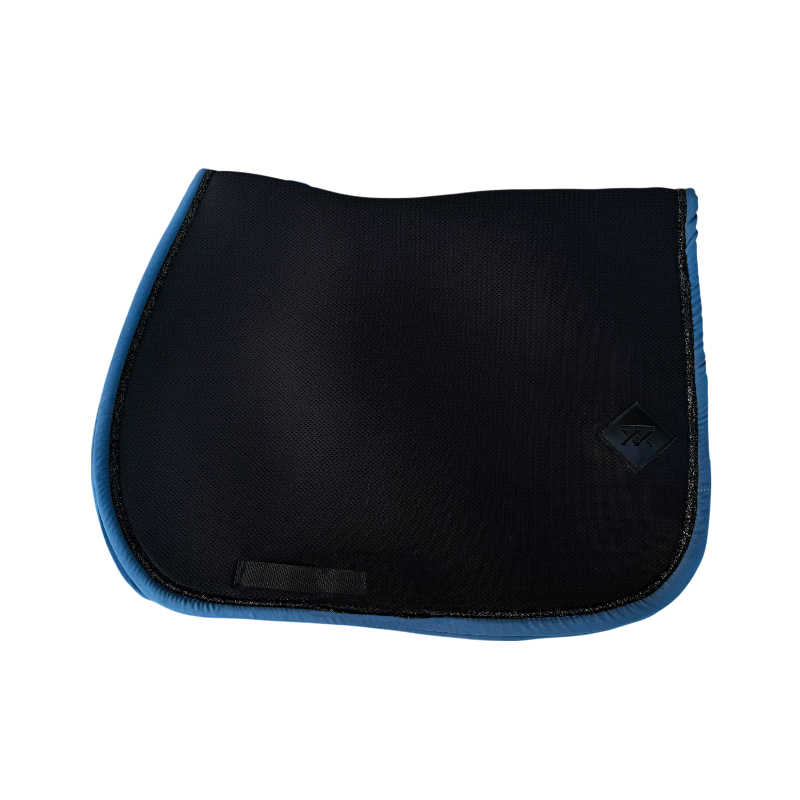 Oxxer - Tapis de selle Mesh noir/ bleu glacier paillettes noires | - Ohlala