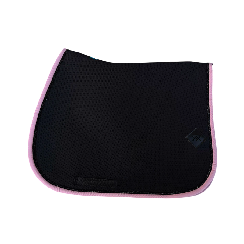 Oxxer - Tapis de selle Mesh noir/ rose pale paillettes noires | - Ohlala