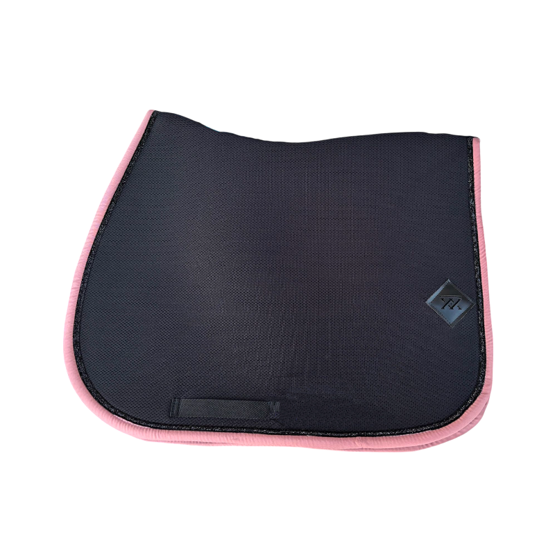 Oxxer - Tapis de selle Mesh noir/ vieux rose paillettes noires | - Ohlala