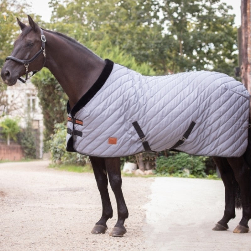 Paddock Sports - Stalldecke Diagonal grau/ schwarz 200g 