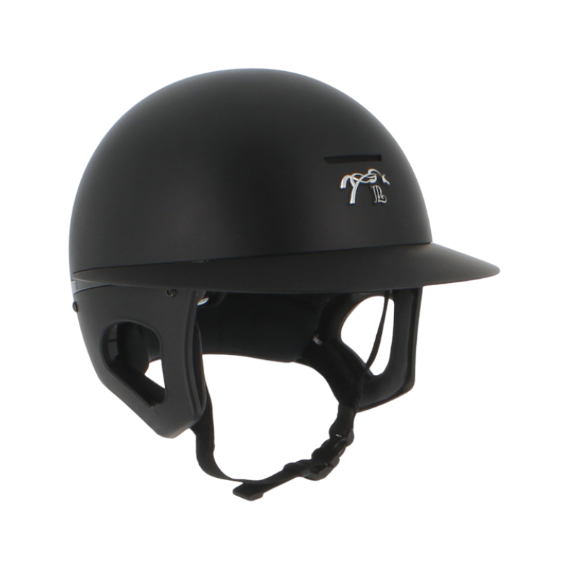 Pénélope - Matte black polo visor riding helmet Pénélope X Freejump 