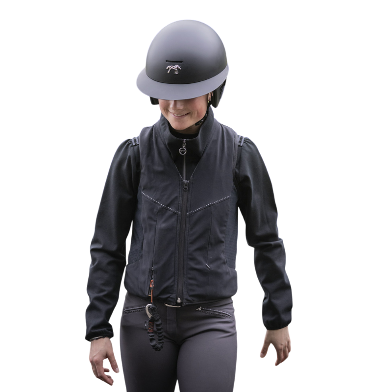 Pénélope - Mat zwarte polo helm met vizier Pénélope X Freejump 