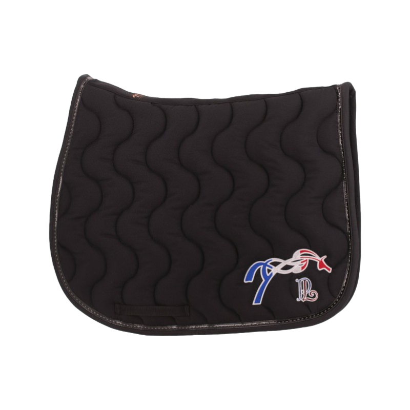 Pénélope - Tapis de selle Classique Noir Team logo bleu/blanc/rouge