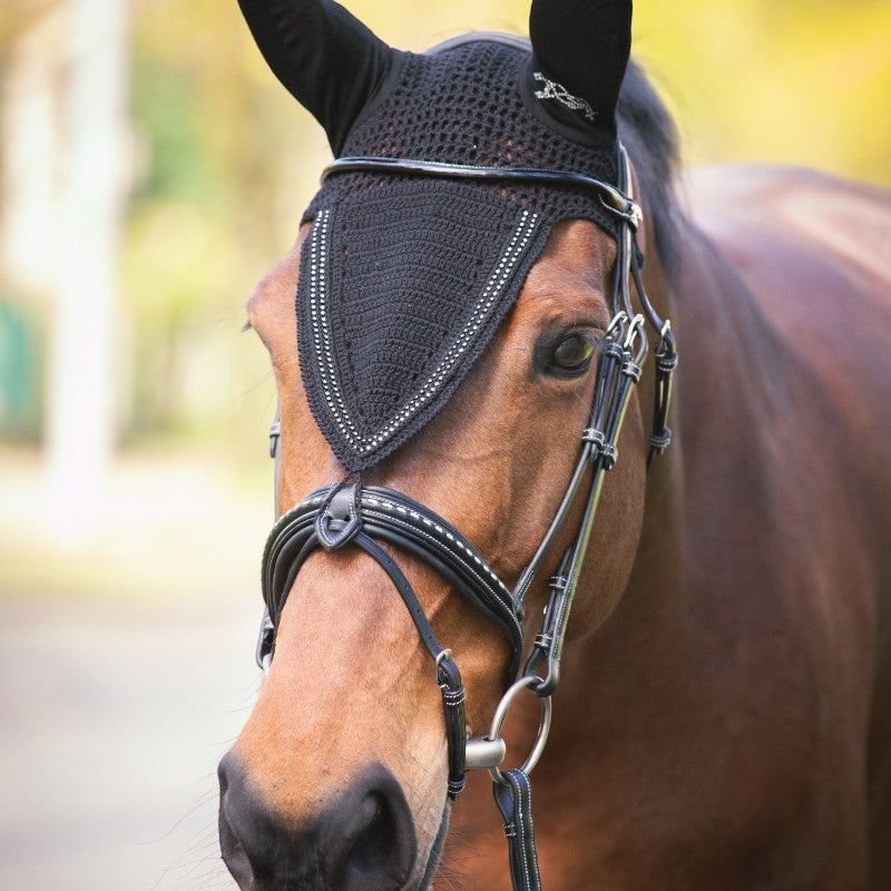 Pénélope Store - Bonnet pour chevaux long Strass noir | - Ohlala