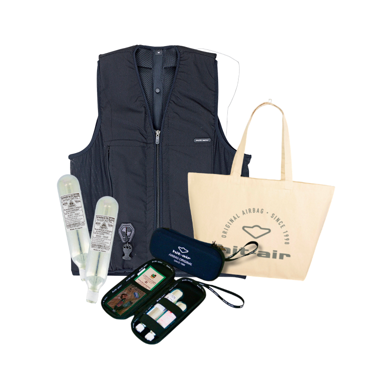 Hit Air - Pack airbagvest Airflex voor kinderen zwart + hoes + patronen + tote bag 