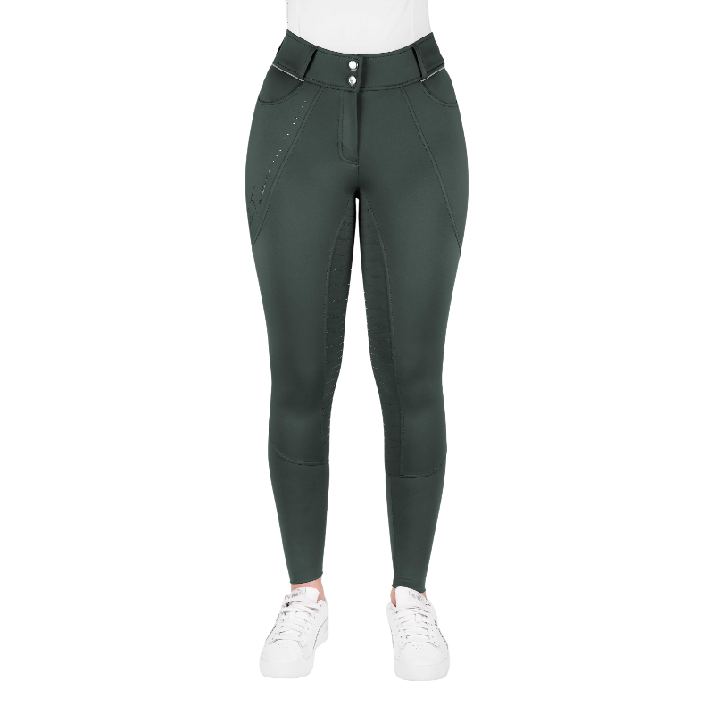 Equithème - Pantalon d'équitation femme Elsa Je t'aime kaki | - Ohlala