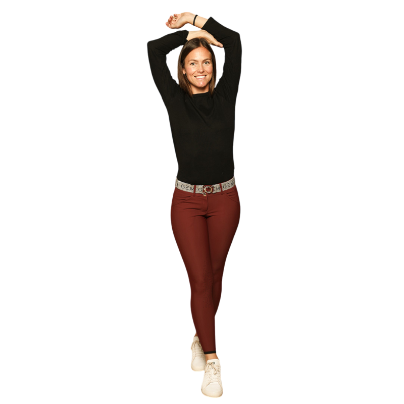 GEM - Pantalon d'équitation femme John full grip bordeaux