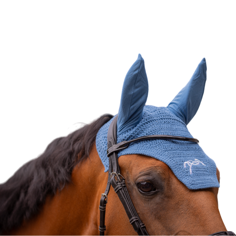 Pénélope - Bonnet pour chevaux coton bleu lagon