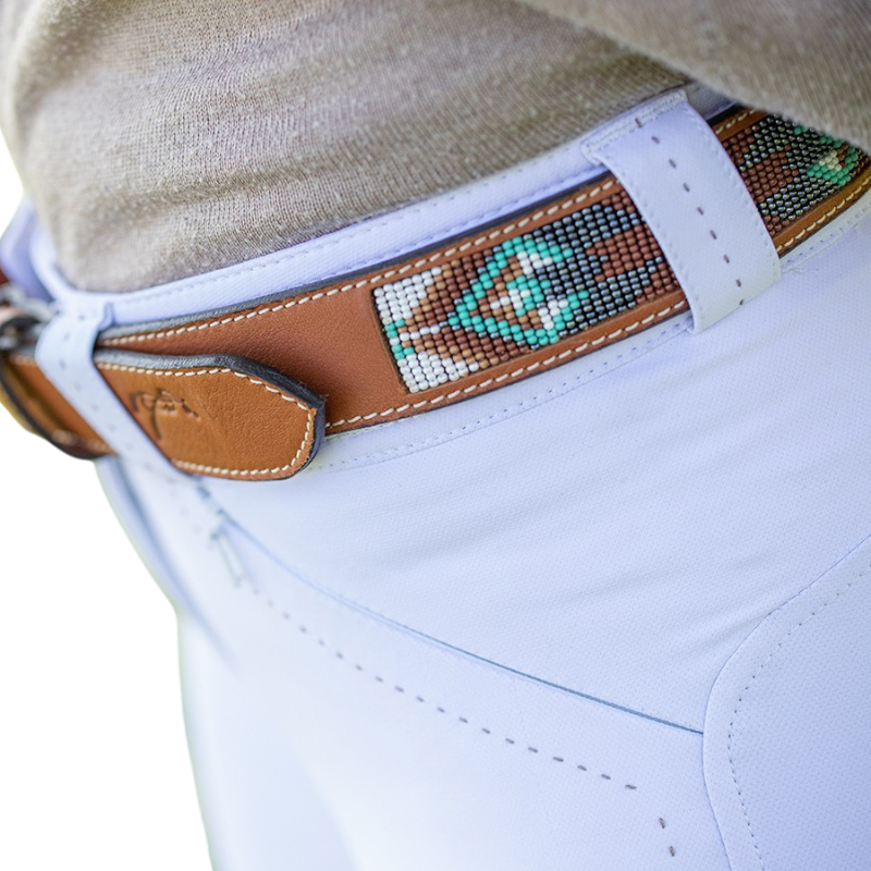 Pénélope - Pearl Cognac/ Turquoise belt