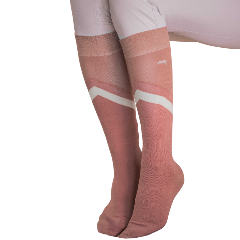 Pénélope - Chaussettes d'équitation Fun rose/ blanc x2