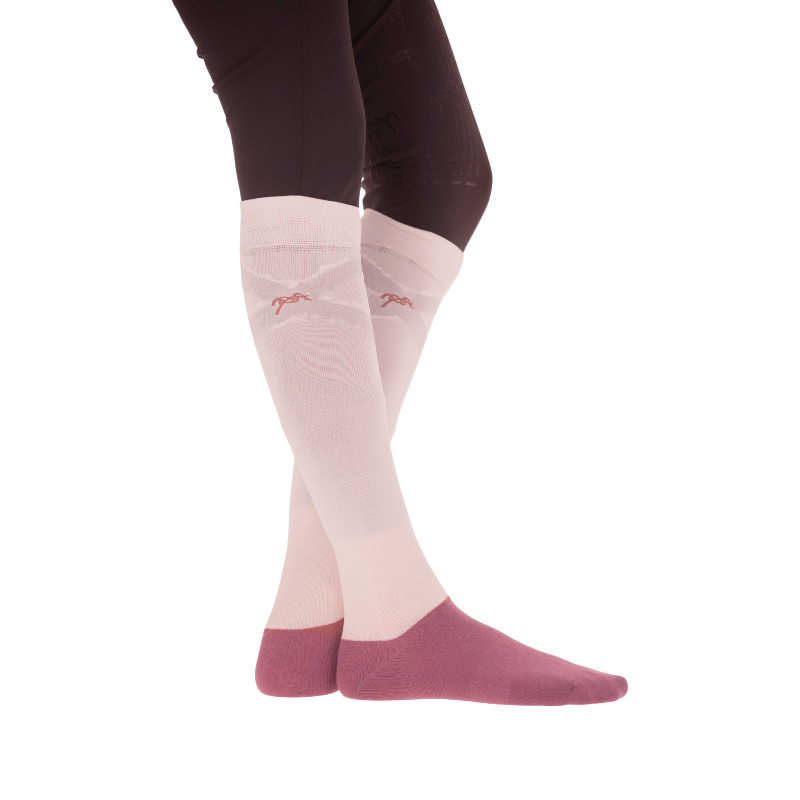 Pénélope - Chaussettes d'équitation Gummy blanc/ rose