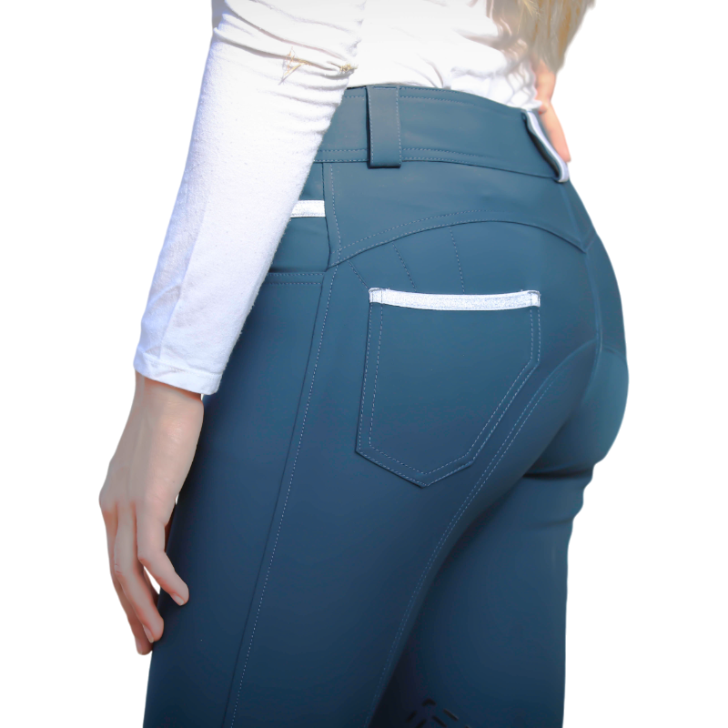 Pénélope - Pantalon d’équitation femme Fun Pushup bleu canard