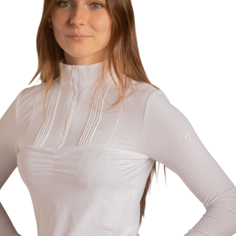 Pénélope - Polo de concours manches longues femme Florence blanc