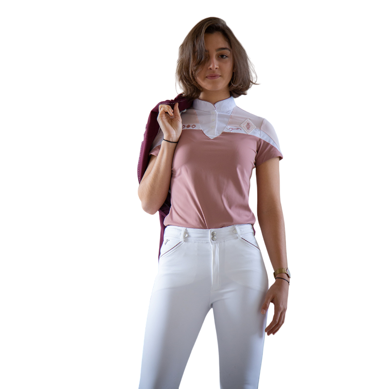 Pénélope Store - Indyshow pink women's short-sleeved polo shirt