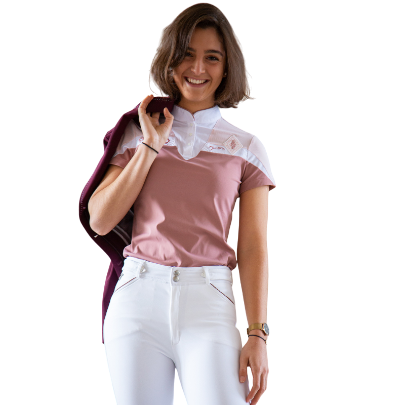 Pénélope Store - Indyshow pink women's short-sleeved polo shirt