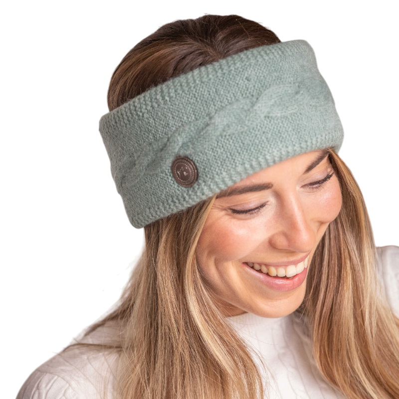 Pénélope - Bandeau tricoté femme Mel vert sauge