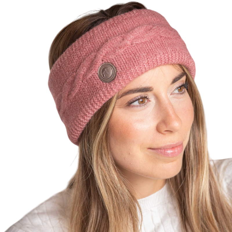Pénélope - Bandeau tricoté femme Mel vieux rose