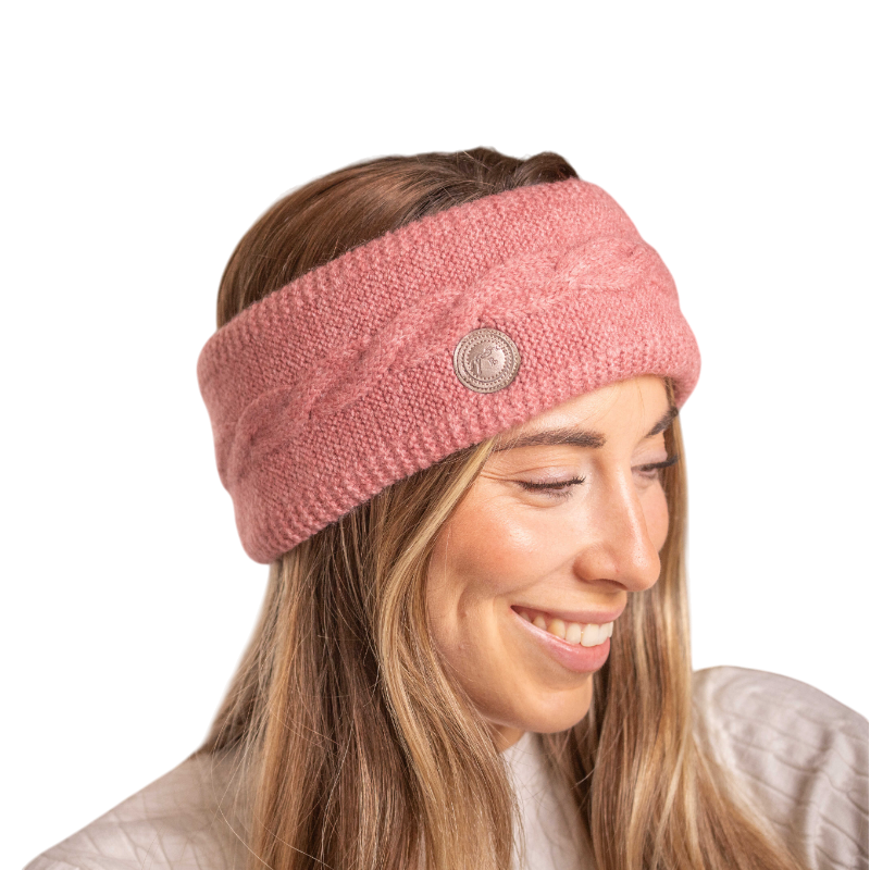 Pénélope - Bandeau tricoté femme Mel vieux rose