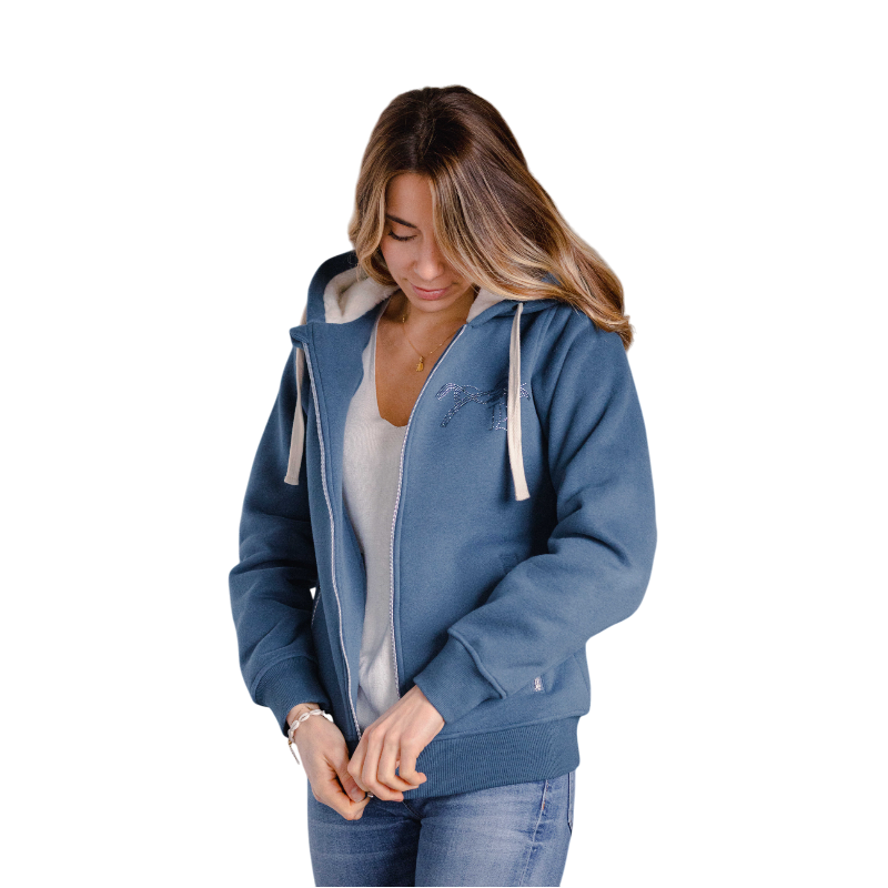 Pénélope - Sweat zippé femme Tressy denim