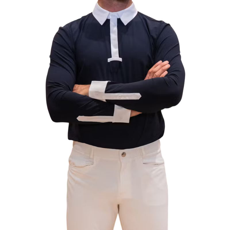 Kentucky Horsewear - Herren Langarmwettkampf Polo Classic Marine 
