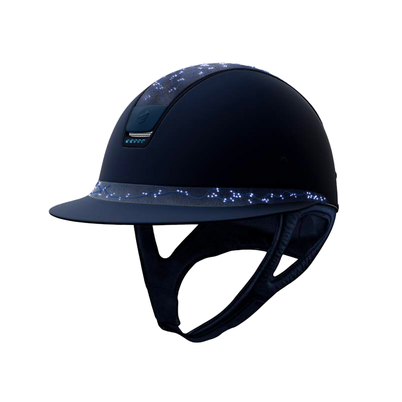 Samshield - Casque d'équitation Miss Shield Shadowmatt Paint bleu Crystal Leaf bleu 5 Swaroski bleu