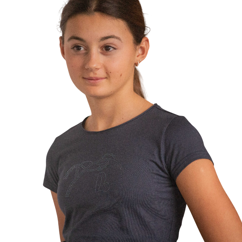 Eden by Pénélope - T-shirt manches courtes enfant Iconic Strass marine | - Ohlala