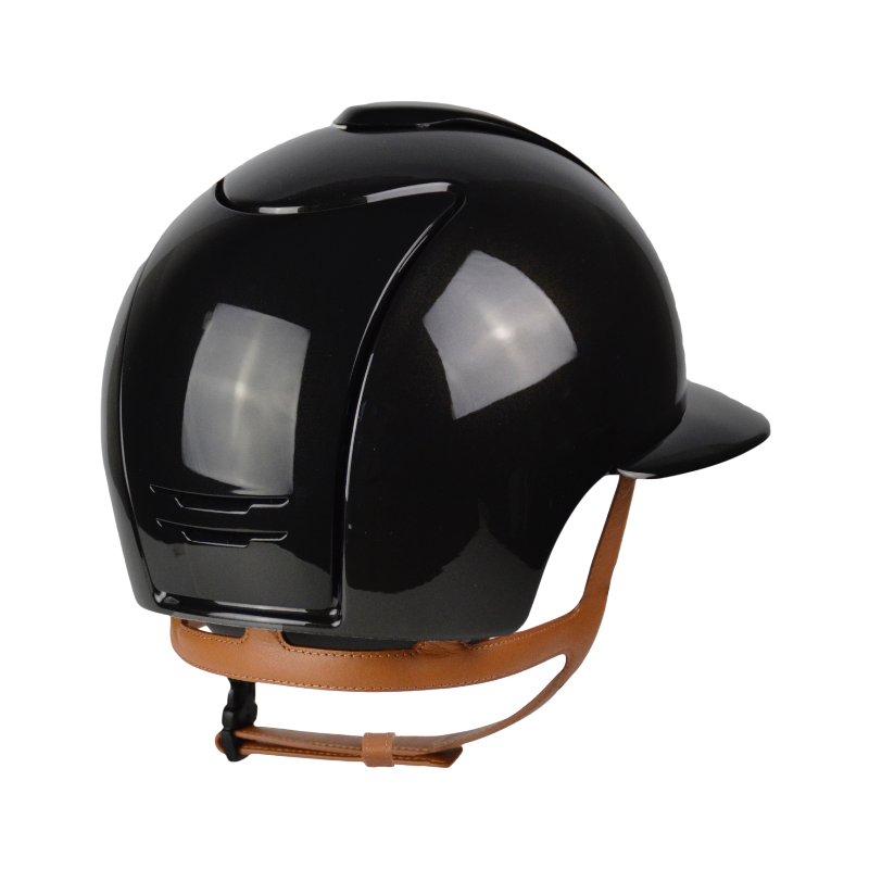 KEP - Reithelm Cromo 2.0 Limited Edition Shine Trieste schwarz Swarovski Visier Polo Kinnriemen beige 