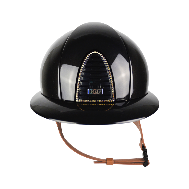 KEP - Reithelm Cromo 2.0 Limited Edition Shine Trieste schwarz Swarovski Visier Polo Kinnriemen beige 