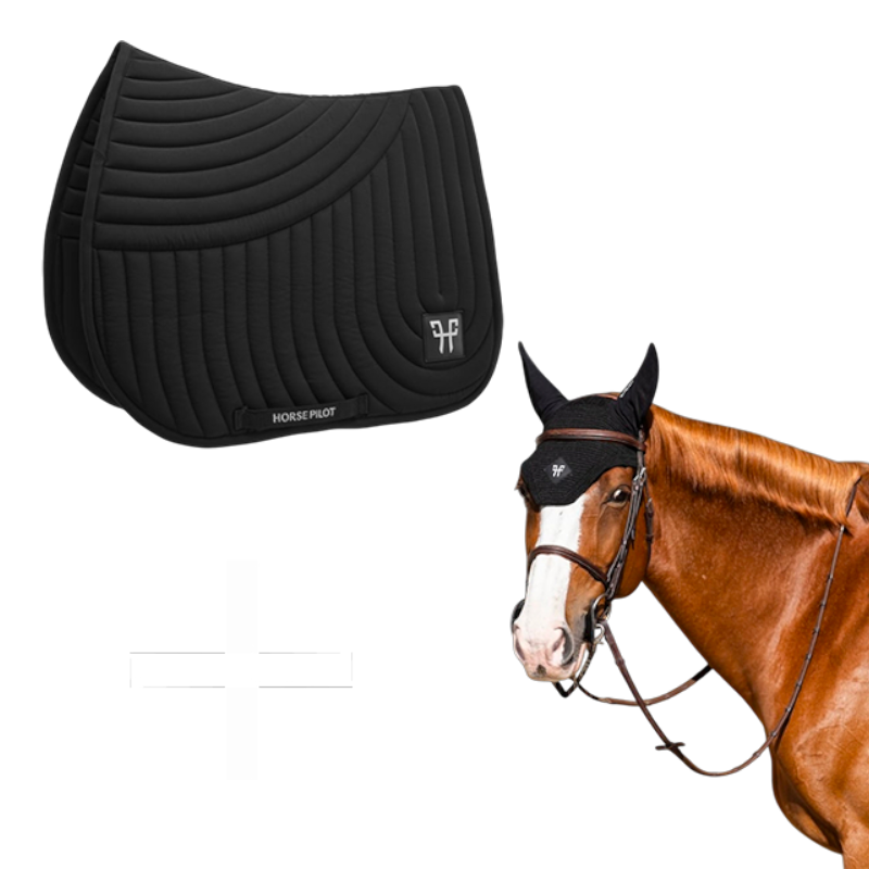 Horse Pilot - Ergonomisch zadelpak en muts voor zwarte paarden 