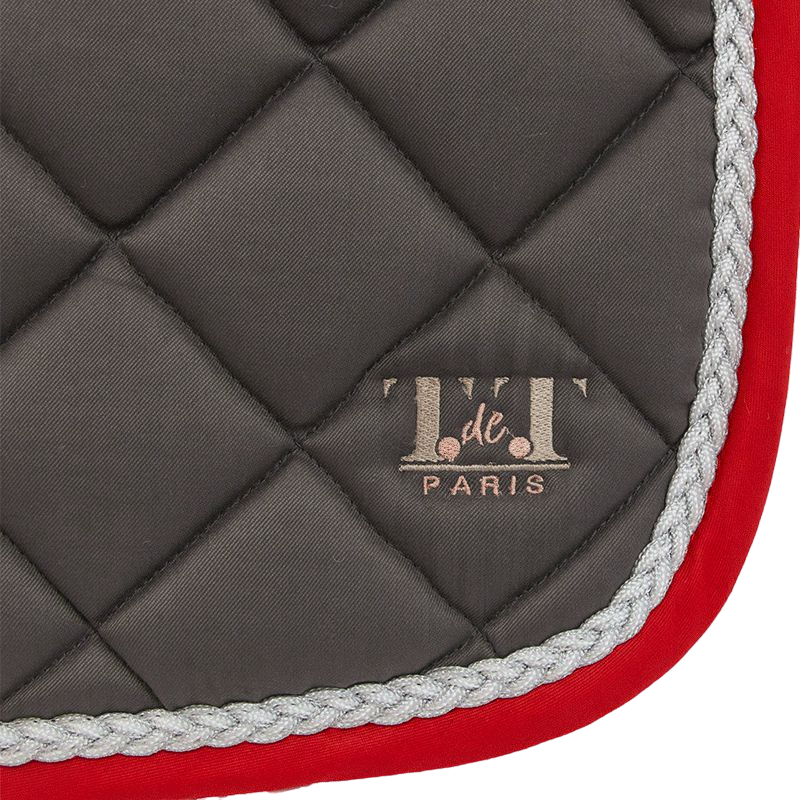 TdeT - Tapis de selle Fontainebleau gris/ rouge | - Ohlala