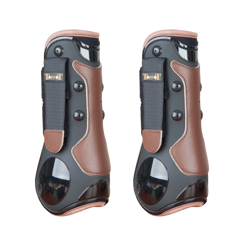 TdeT - Guêtres ouvertes coques et cuir noir/ marron