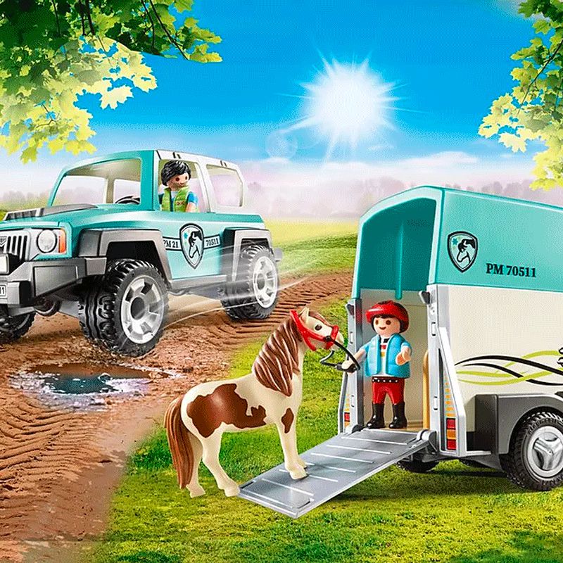 Playmobil - Voiture et van pour poney | - Ohlala