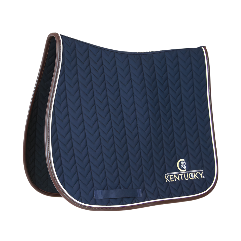 Kentucky Horsewear - Fishbone navy leather saddle pad