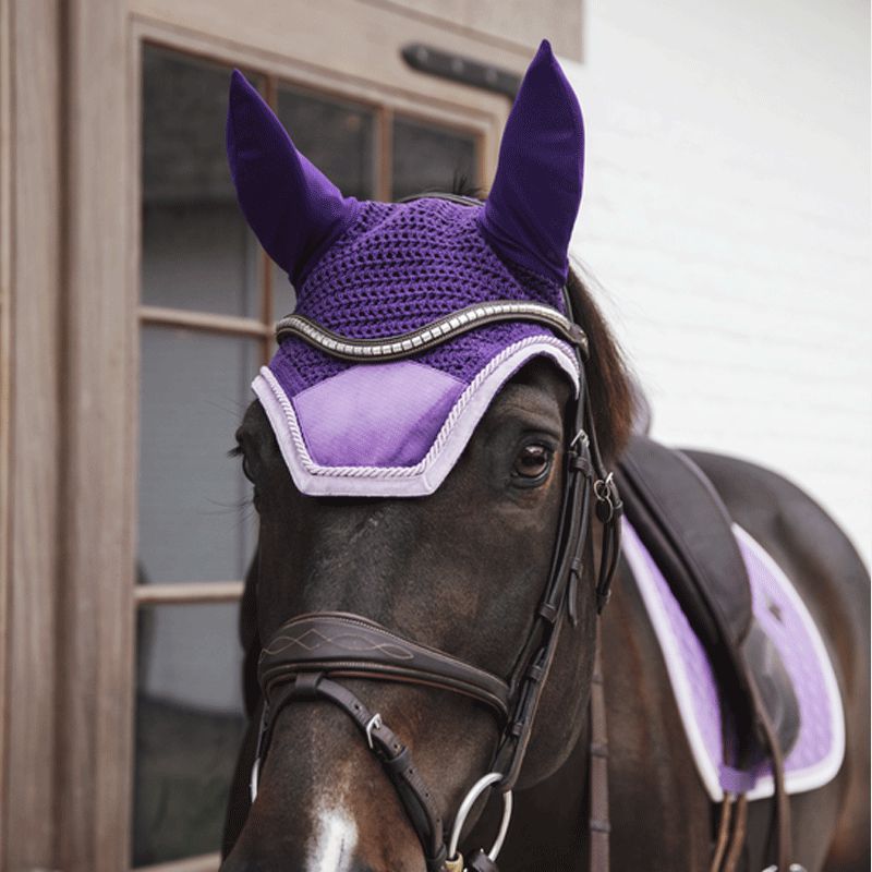 Kentucky Horsewear - Bonnet anti-mouche wellington velvet contrast violet royal | - Ohlala