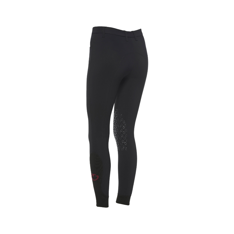 Cavalleria Toscana - Mädchenreithose Farbe Schwarz Logo Bordeaux 