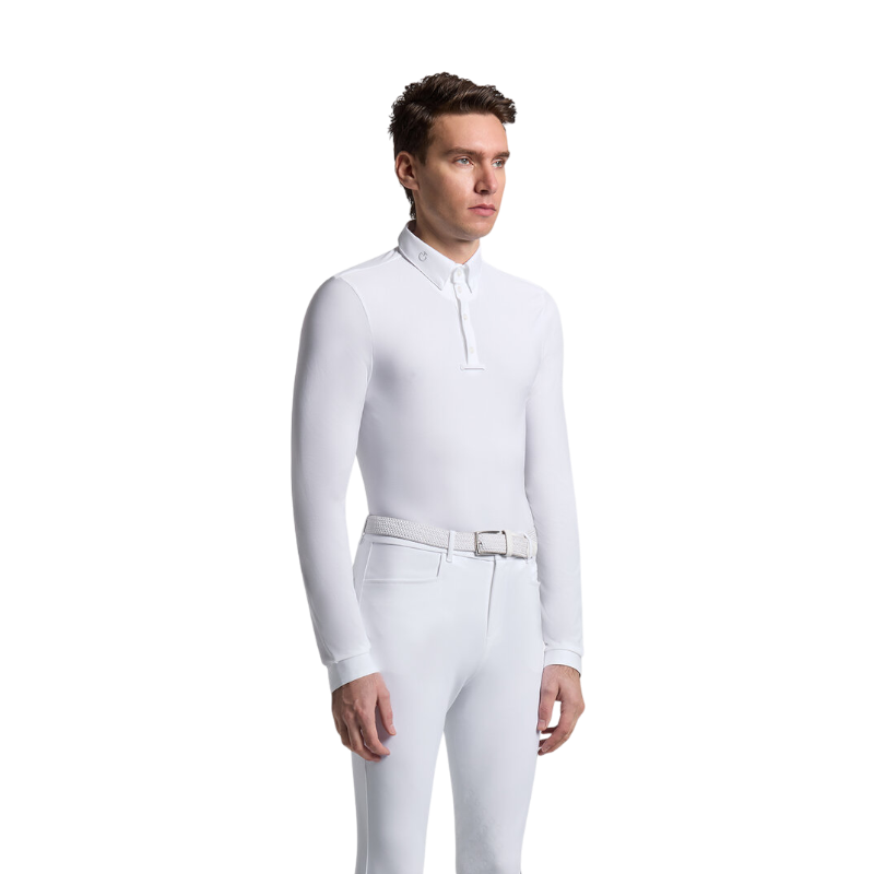 Cavalleria Toscana - Men's long sleeve competition polo Warm Jersey white 