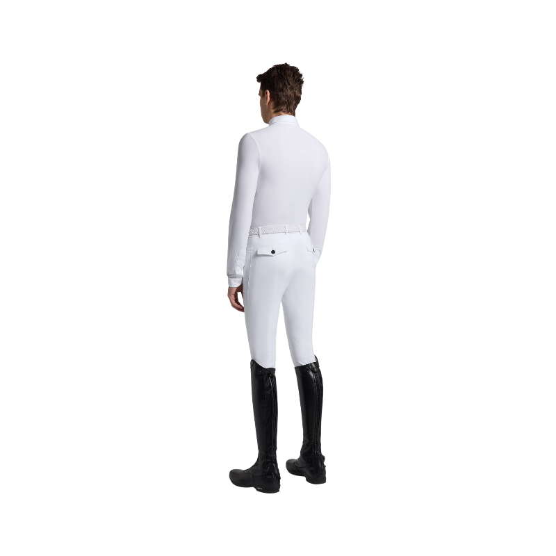 Cavalleria Toscana - Men's long sleeve competition polo Warm Jersey white 