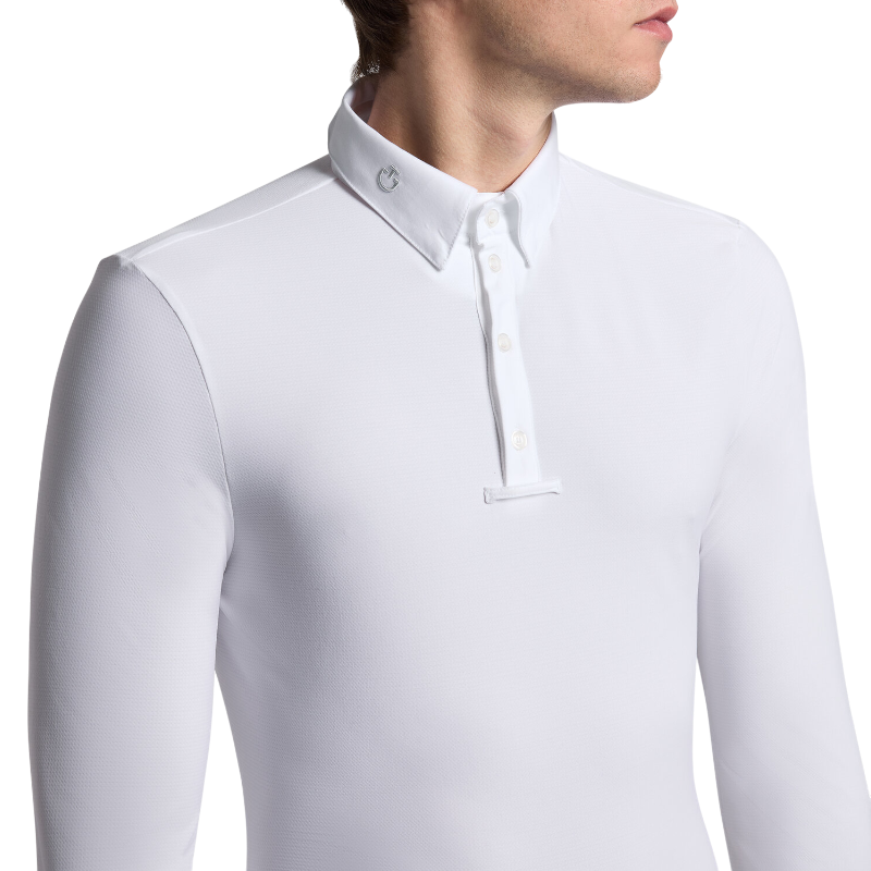 Cavalleria Toscana - Herren Langarm-Wettkampf-Polo Warm Jersey weiß 